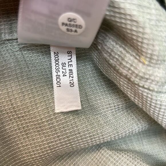 J. Crew Factory BZ120 Dobby Textured Short sleeve Camp Shirt large NWOT Green - Picture 10 of 10